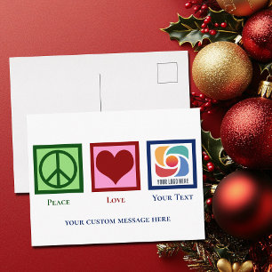 Peace Love Custom Business Logo Name Holiday Briefkaart