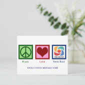 Peace Love Custom Business Logo Name Holiday Briefkaart (Staand voorkant)