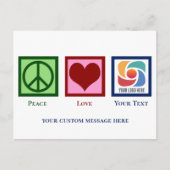 Peace Love Custom Business Logo Name Holiday Briefkaart (Voorkant)