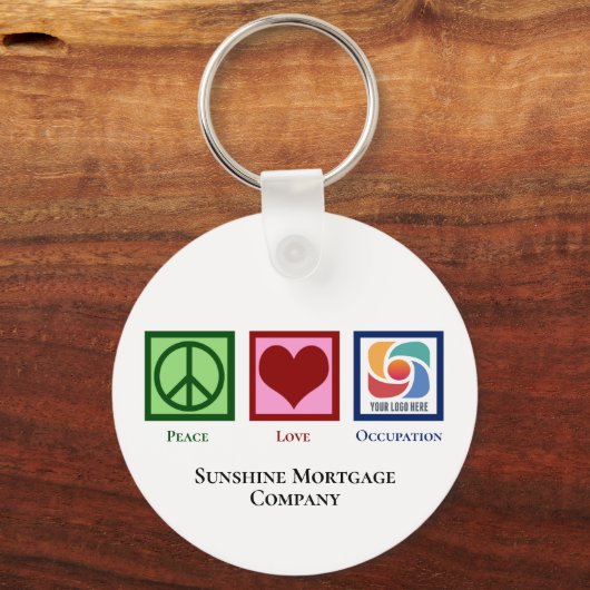 Peace Love Custom Business Logo Sleutelhanger (Achterkant)