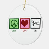 Peace Love Cut Keramisch Ornament (Links)