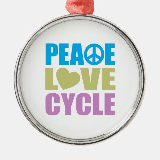 Peace Love Cycle Metalen Ornament (Voorkant)
