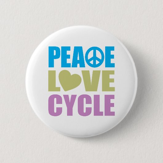 Peace Love Cycle Ronde Button 5,7 Cm (Voorkant)