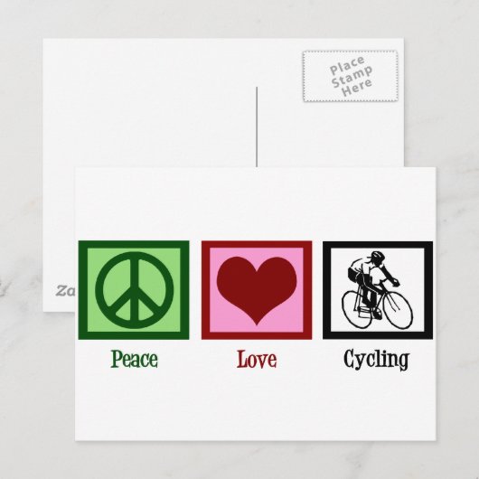 Peace Love Cycling Briefkaart (Voorkant / Achterkant)
