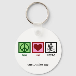 Peace Love Cycling Cute Custom Cyclist Sleutelhanger