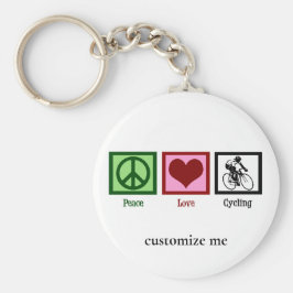 Peace Love Cycling Cute Custom Cyclist Sleutelhanger