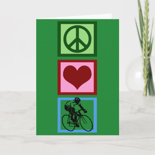 Peace Love Cycling Green Kerstcyclist Feestdagen Kaart (Voorkant)