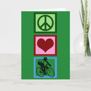 Peace Love Cycling Green Kerstcyclist Feestdagen Kaart