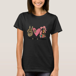 Peace Love Dachshund Leopard Heart Floral Pet Owne T-shirt