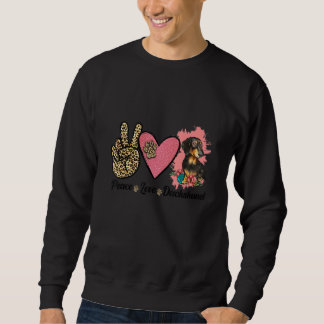 Peace Love Dachshund Leopard Heart Floral Pet Owne Trui