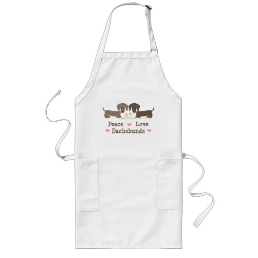 Peace Love Dachshunds Apron Lang Schort (Voorkant)