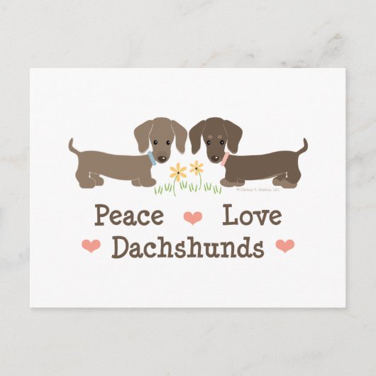 Peace Love Dachshunds Briefkaart (Voorkant)