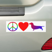 Peace Love Dachshunds Bumpersticker (Op auto)