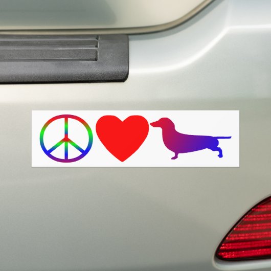 Peace Love Dachshunds Bumpersticker (Op auto)