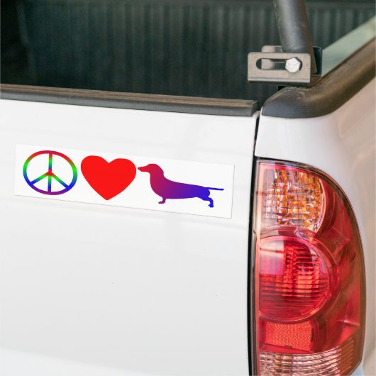 Peace Love Dachshunds Bumpersticker (Op Truck)