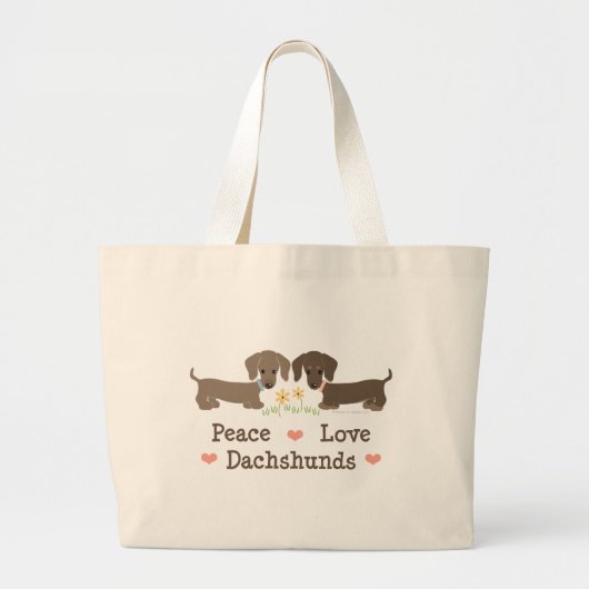 Peace Love Dachshunds Canvas tas (Voorkant)