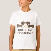 Peace Love Dachshunds Kinder T-shirt (Voorkant)