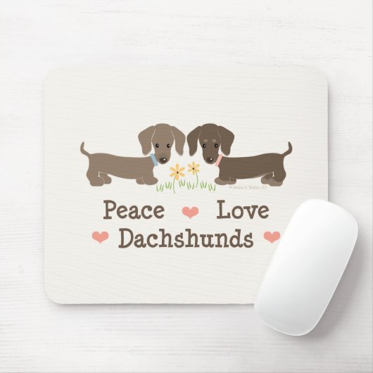 Peace Love Dachshunds Mousepad Muismat (Met muis)