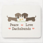 Peace Love Dachshunds Mousepad Muismat (Voorkant)