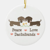 Peace Love Dachshunds Ornament (Voorkant)
