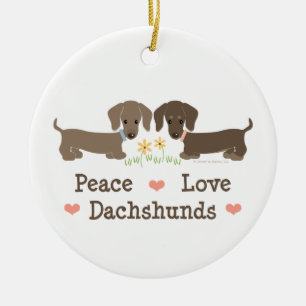 Peace Love Dachshunds Ornament