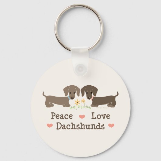 Peace Love Dachshunds Sleutelhanger (Voorkant)
