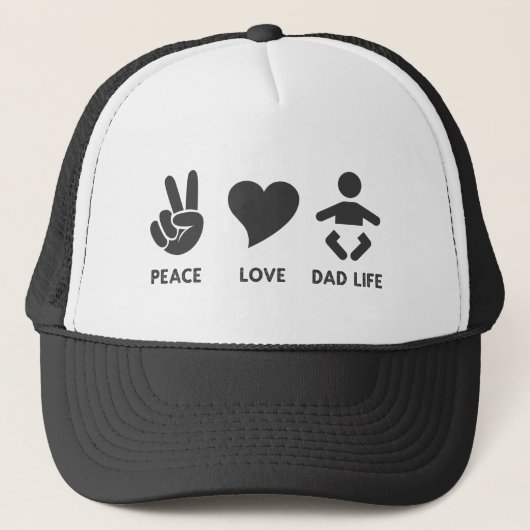 Peace Love Dad Life Funny New Dad Vaderdag Trucker Pet (Voorkant)
