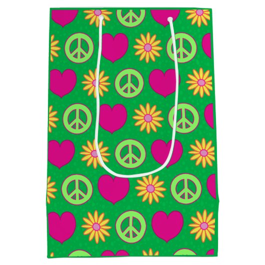 Peace Love Daisies Gift Bag Medium Cadeauzakje (Achterkant)