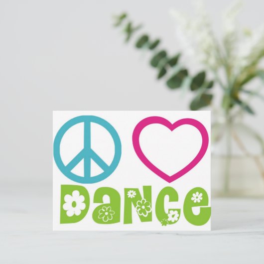 Peace Love Dance Briefkaart (Staand voorkant)