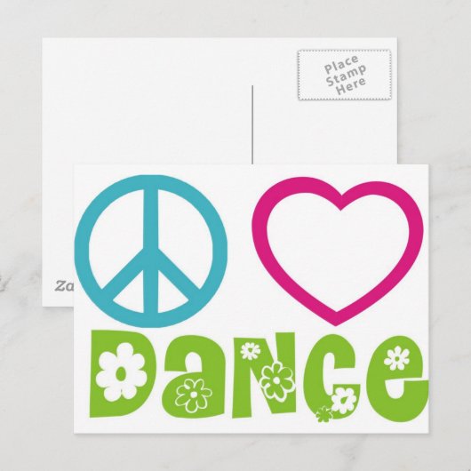 Peace Love Dance Briefkaart (Voorkant / Achterkant)