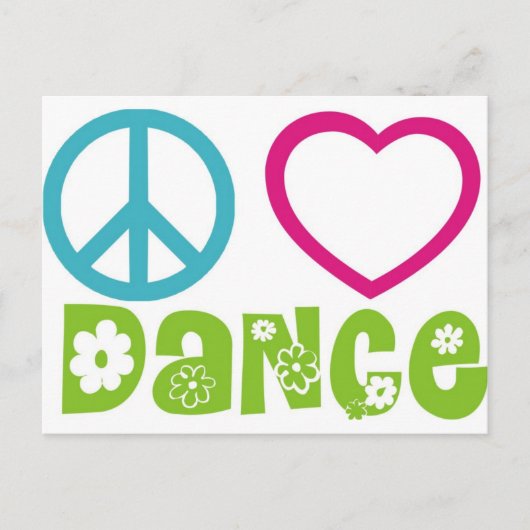 Peace Love Dance Briefkaart (Voorkant)