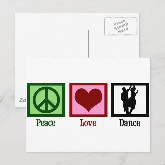 Peace Love Dance Briefkaart (Voorkant / Achterkant)
