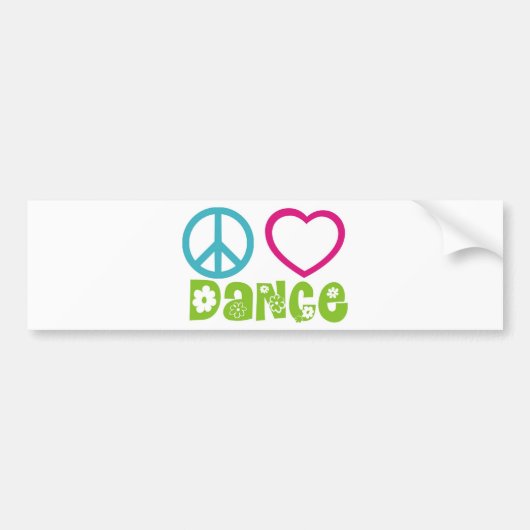 Peace Love Dance Bumpersticker (Voorkant)