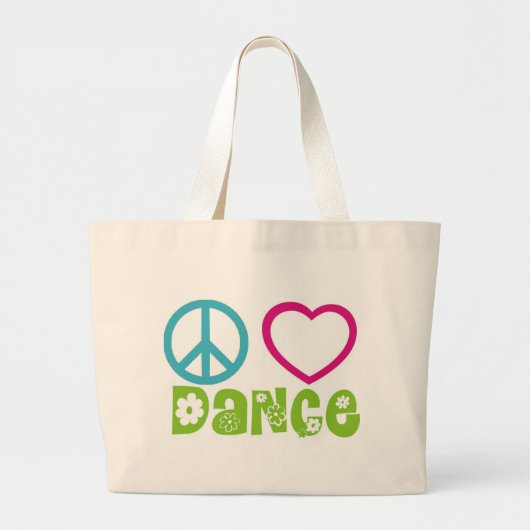 Peace Love Dance Grote Tote Bag (Voorkant)