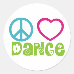 Peace Love Dance Ronde Sticker