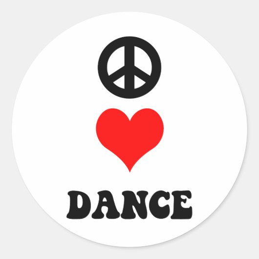 Peace Love Dance Ronde Sticker (Voorkant)