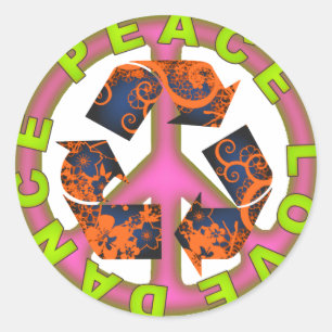 Peace Love Dance Ronde Sticker