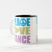 Peace Love Dance Tweekleurige Koffiemok (Voorkant links)