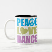 Peace Love Dance Tweekleurige Koffiemok (Links)