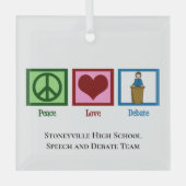 Peace Love Debat Team Custom Kerstmis Glas Ornament (Voorkant)