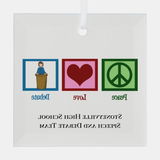 Peace Love Debat Team Custom Kerstmis Glas Ornament (Achterkant)