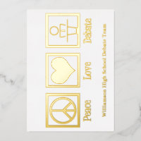 Peace Love Debat Team Custom School Gold