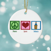 Peace Love Debat Team Cute Kerstmis Keramisch Ornament