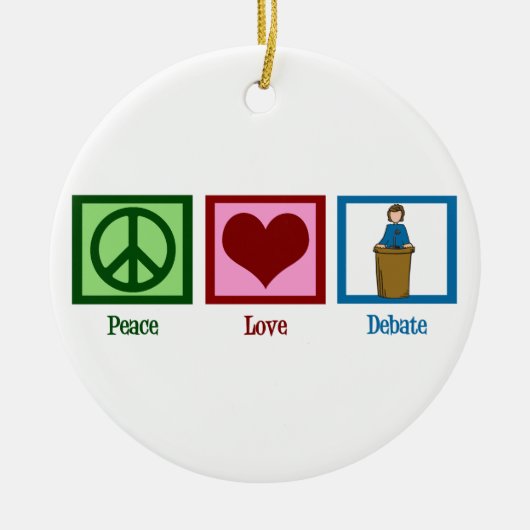 Peace Love Debat Team Cute Kerstmis Keramisch Ornament (Voorkant)