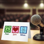 Peace Love Debat Team Feestdagen Kaart<br><div class="desc">Een geweldig team kerstcadeau voor al je toespraken en debatteervrienden. Peace Love Debate voor mensen die hun tijd doorbrengen met het bespreken van politieke onderwerpen en actuele gebeurtenissen.</div>