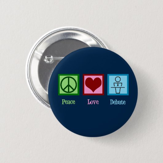 Peace Love Debat Team Ronde Button 5,7 Cm (Voorkant /achterkant)