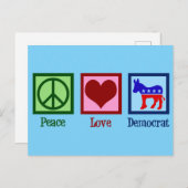 Peace Love Democraat Briefkaart (Voorkant / Achterkant)