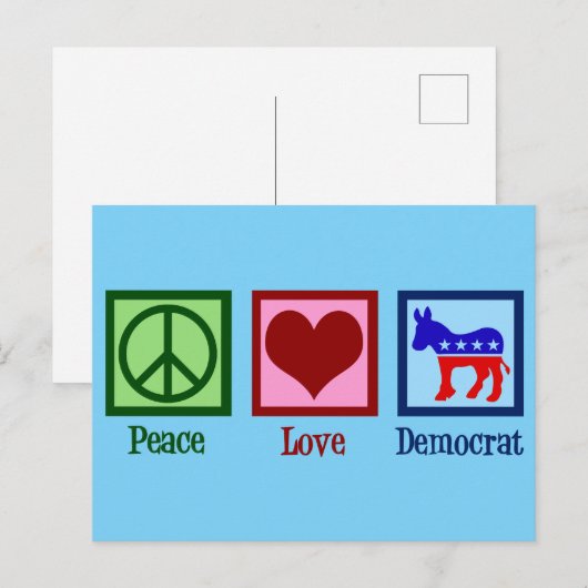 Peace Love Democraat Briefkaart (Voorkant / Achterkant)