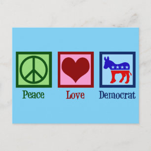 Peace Love Democraat Briefkaart