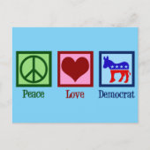 Peace Love Democraat Briefkaart (Voorkant)